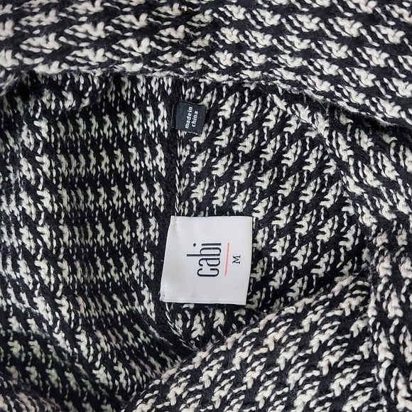 Cabi Fergie Chunky Split Hem Cowl Neck Wrap Sweater In Black White/Size M. - Picture 4 of 10